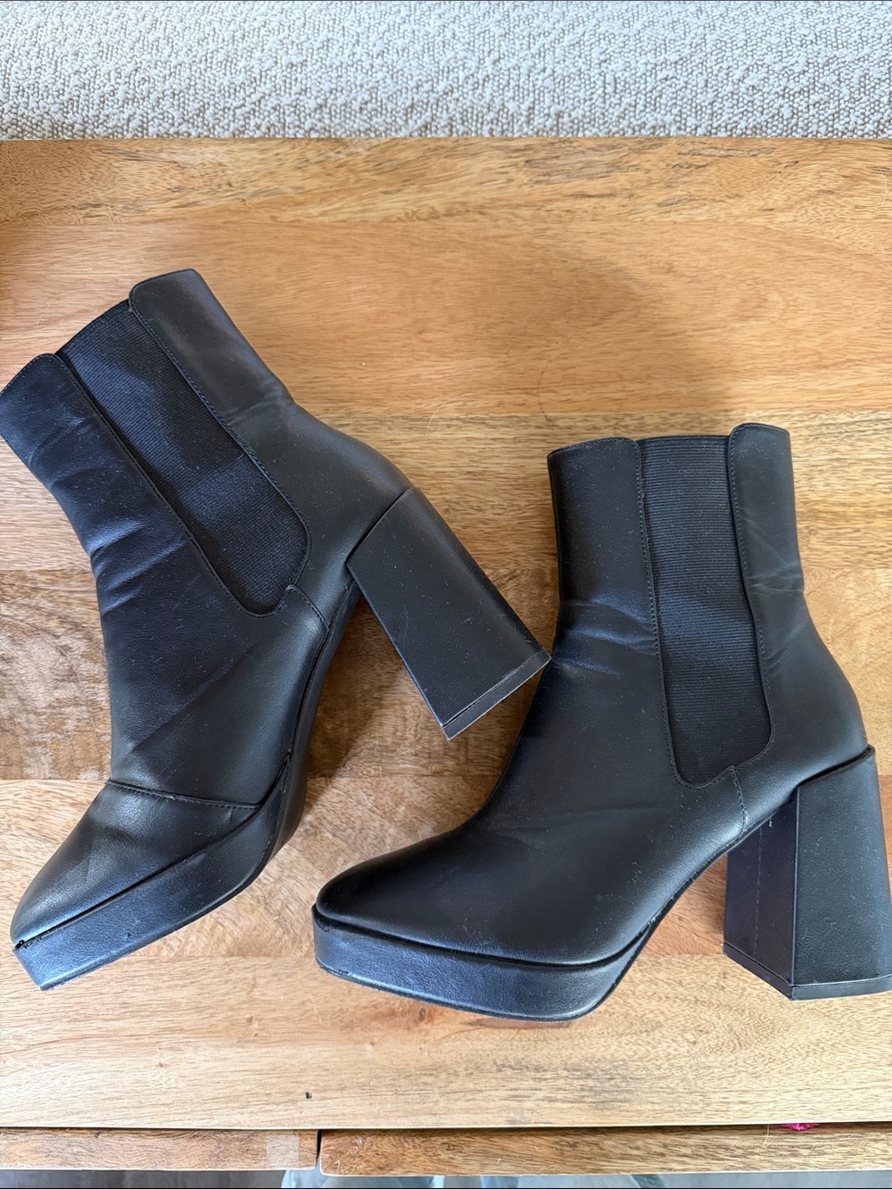 Boohoo Black Platform Block Heel Ankle Boots